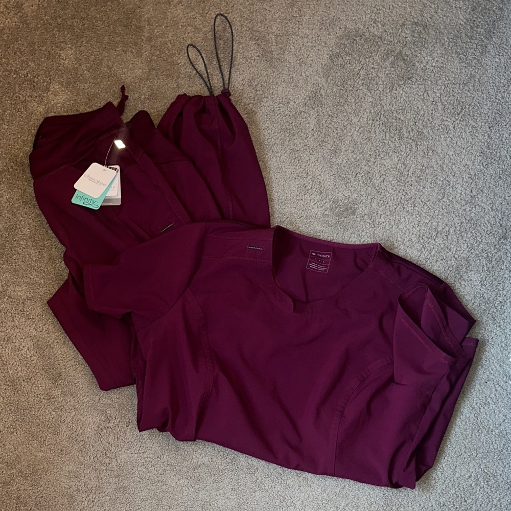 Cherokee burgundy Scrub Set